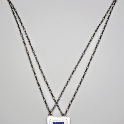 Judith Giusto - Square Silver Necklace w- Lapis Square Stone