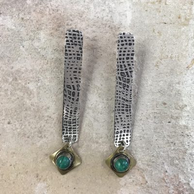 Judith Giusto - Silver and Brass Rectangle with Malachite
