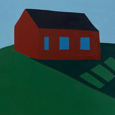Sage Tucker-Ketcham - Red Barn on Hill with Three Windows