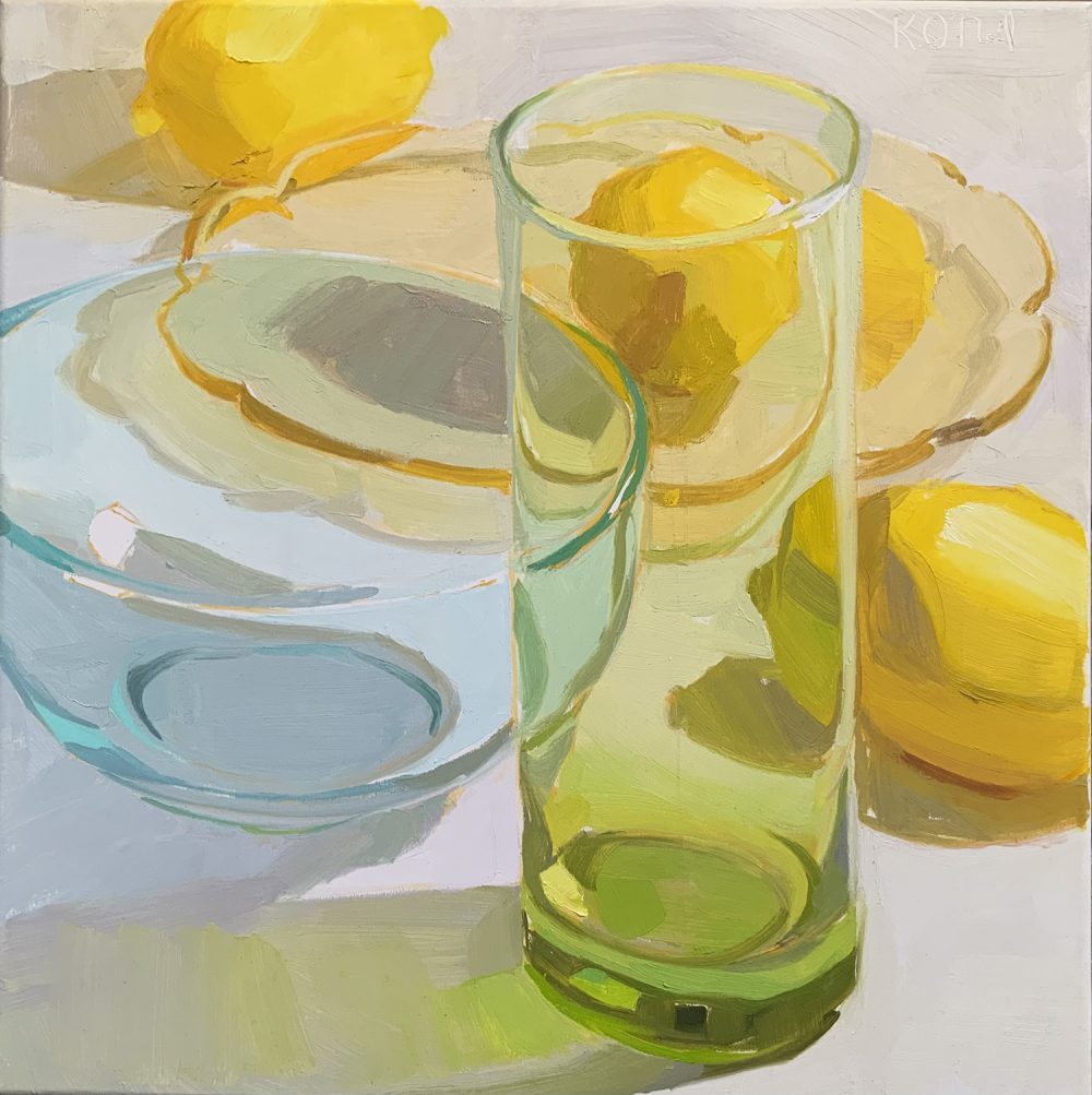Karen O'Neil - Green Glass, Blue Bowl and Lemons