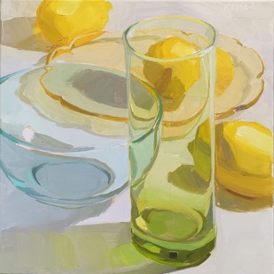 Karen O'Neil - Green Glass, Blue Bowl and Lemons