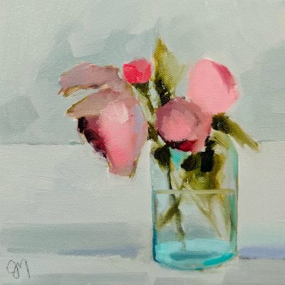 Jill Matthews - Sea Glass Vase and Roses