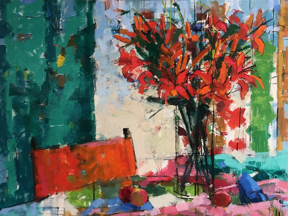 Kim Alemian - Day Lillies with Green Cloth